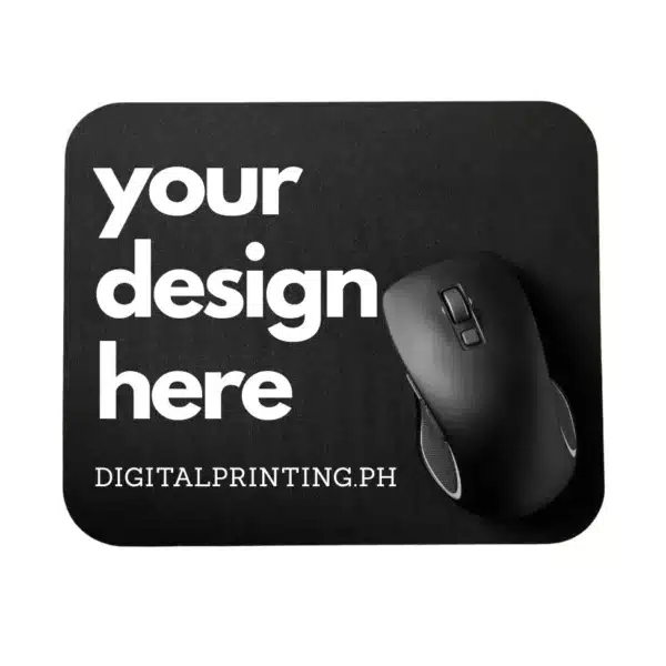 Custom mouse pad printed with white text on black surface by DigitalPrinting.Ph