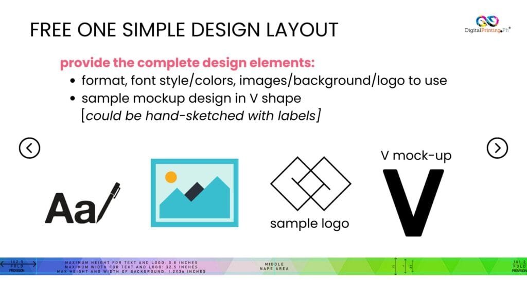 Free layout requirements for customized lanyards – logo, V-shape sketch, font style, and design elements