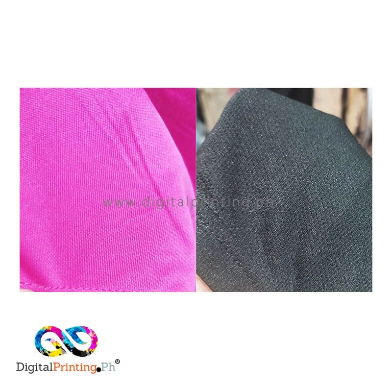 Active Dry Dri-Fit shirt printing vs Mesh Dri-Fit shirt – pink and black fabric side-by-side for DTF t-shirt printing comparison