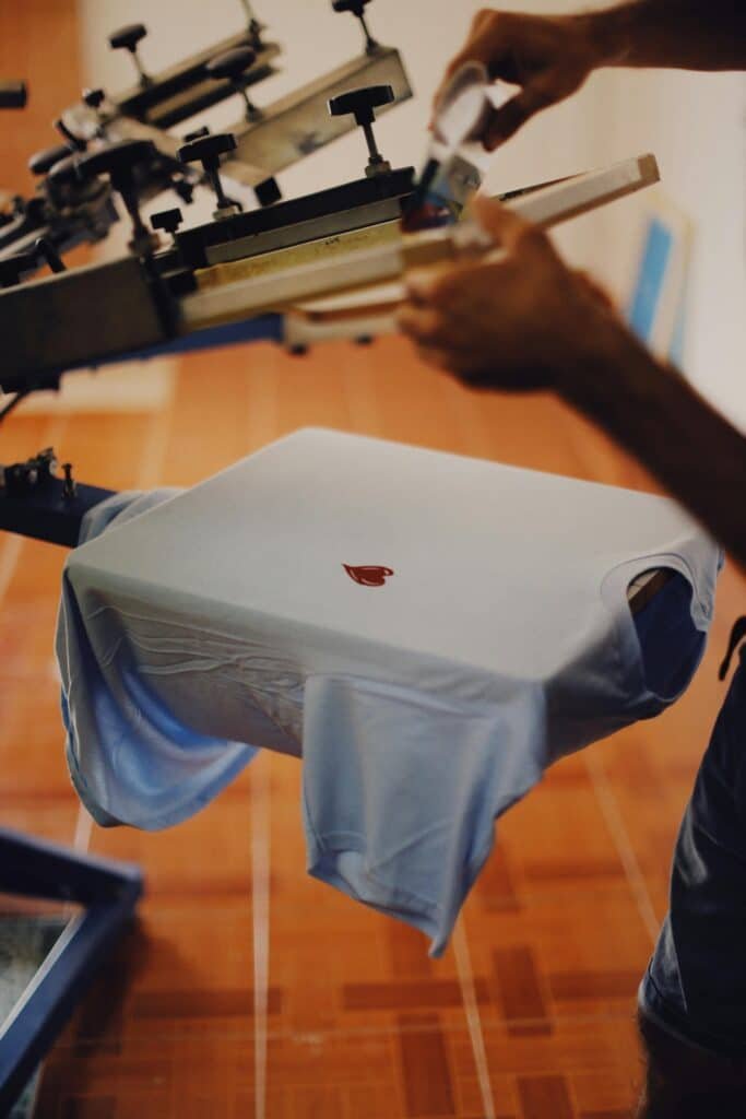 Heat press on white shirt with white heart design – tshirt printing